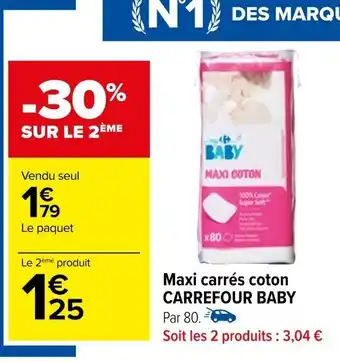 Carrefour Maxi carrés coton CARREFOUR BABY Par 80. offre