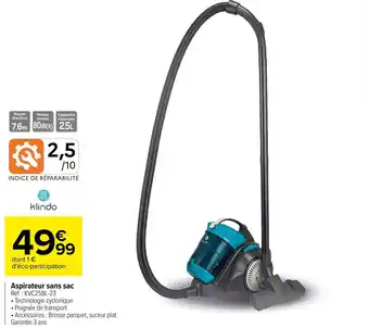 Carrefour Aspirateur sans sac offre