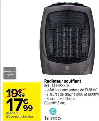 Carrefour Radiateur soufflant offre