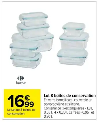 Carrefour Lot 8 boîtes de conservation offre