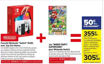 Carrefour Console Nintendo "Switch" OLED, avec Joy-Con blancs offre