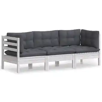 Bricorama Vidaxl canapé 3 places de jardin avec coussins anthracite bois de pin offre