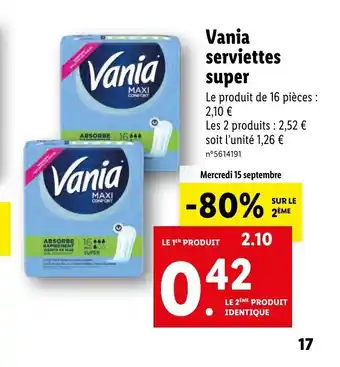 Lidl Vania Serviettes Super offre
