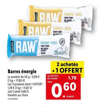 Lidl Barres énergie offre