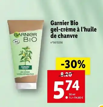 Lidl Garnier bio gel-créme a l'huile de chanvre offre