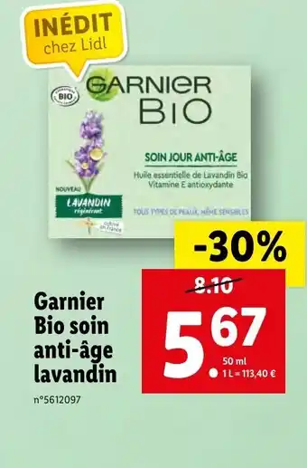 Lidl Garnier bio soin anti-age lavandin offre