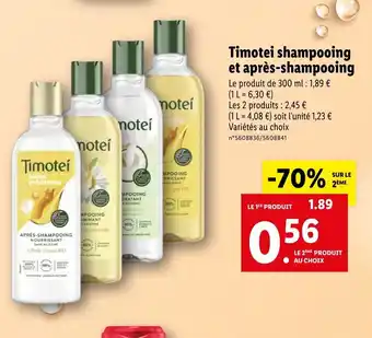 Lidl Timotei Shampooing Et aprés-shampoing offre