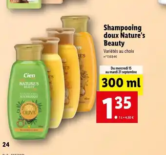 Lidl Shampooing doux nature's beauty offre
