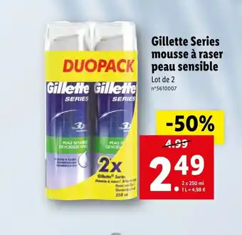 Lidl Gillette Series Mousse a raser peau sensible offre