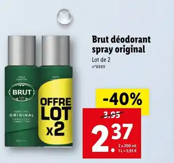 Lidl Brut déodorant spray original offre