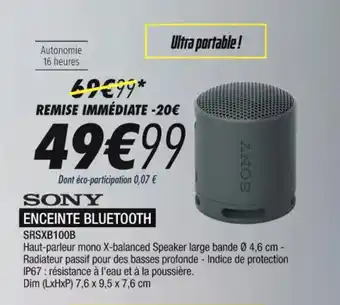 Blanc Brun ENCEINTE BLUETOOTH SRSXB100B offre