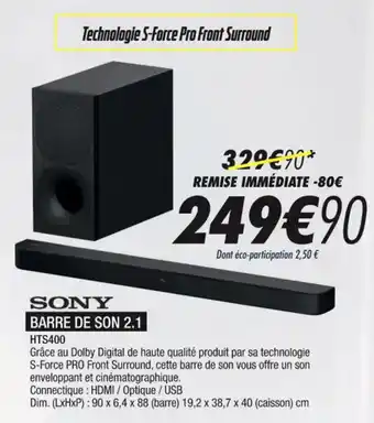 Blanc Brun BARRE DE SON 2.1 HTS400 offre