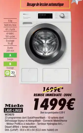 Blanc Brun Miele LAVE-LINGE WCH870 offre