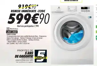 Blanc Brun LAVE-LINGE EW6F5120WA offre
