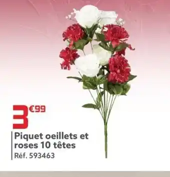 Gifi Piquet oeillets et roses 10 têtes offre