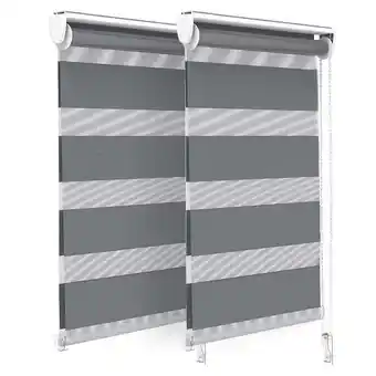 Vounot lot de 2 store enrouleur jour nuit double 45x150cm gris