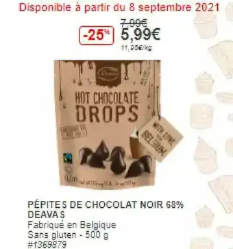 Costco Pépites De Chocolat Noir 68% Deavas offre