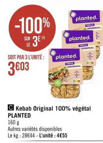 Casino Supermarchés Planted kebab original 100% végétal offre