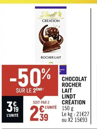 Lindt création chocolat rocher lait