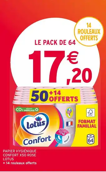 Intermarché Lotus papier hygiénique confort x50 rose offre