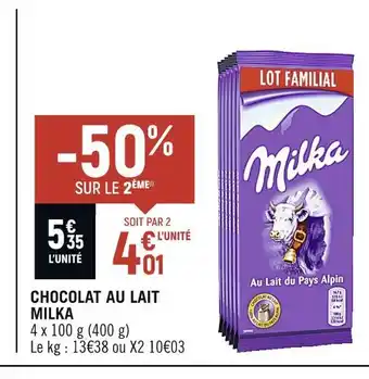 Petit Casino Milka chocolat au lait offre