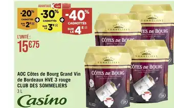 Casino Supermarchés Casino aoc côtes de bourg grand vin de bordeaux hve 3 rouge club des sommeliers offre
