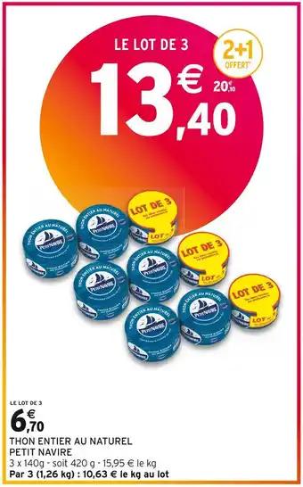 Intermarché Petit navire thon entier au naturel offre