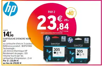 Intermarché Hp cartouche d'encre noir offre