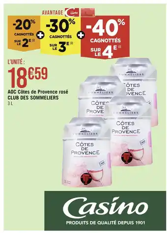Casino Supermarchés Casino aoc côtes de provence rosé club des sommeliers offre
