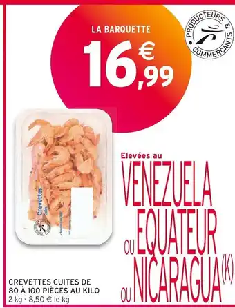 Intermarché Crevettes cuites de 80 à 100 pièces au kilo offre