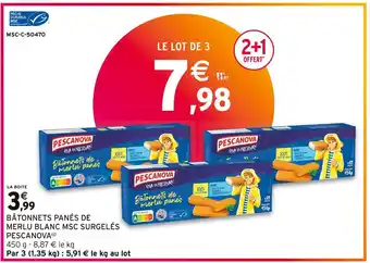 Intermarché Pescanova bâtonnets panés de merlu blanc msc surgelés offre