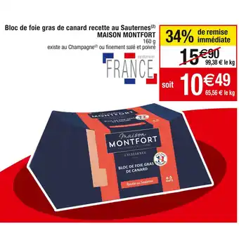 Cora x Carrefour Maison montfort bloc de foie gras de canard recette au sauternes offre