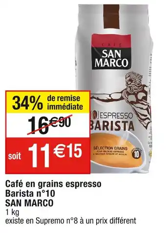Cora x Carrefour San marco café en grains espresso barista n°10 offre