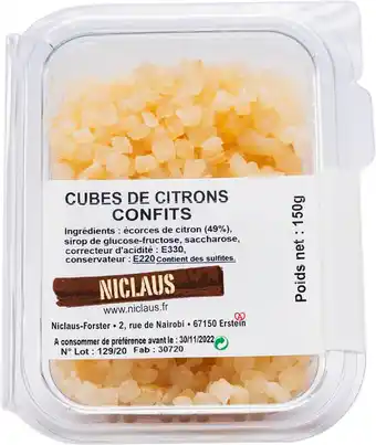 Match Niclaus cubes de citrons confits offre