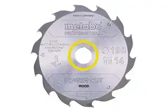 Brico Cash Lame de scie circulaire metabo pro 628005000 - 'power cut wood' - hw/ct - 190x2,2x30mm - 14 dents offre