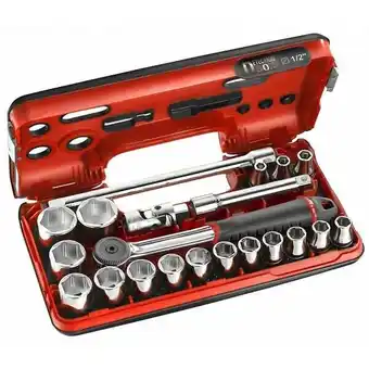 Coffret de serrage facom dbox s.161dbox1pb - cliquet étanche - douilles 1/2' 6 pans - 21 pièces