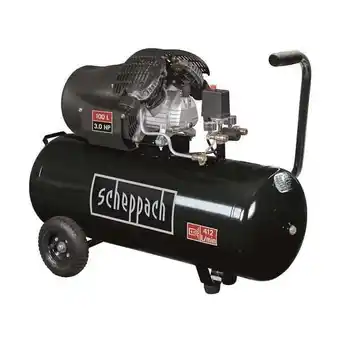 Brico Cash Compresseur scheppach hc110dc black edition bicylindre lubrifié 100l 10 bar 3cv, 2 manomètres et 2 raccords rapides offre