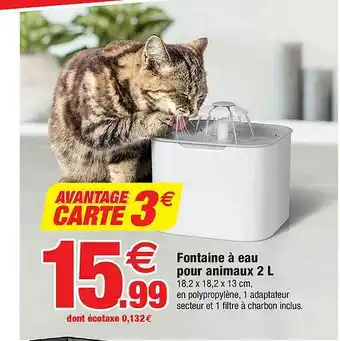 Bazarland Fontaine à Eau Pour Animaux 2 L offre