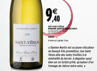Intermarché Aop Saint-véran Domaine Martin Damien Hve3 2020 offre