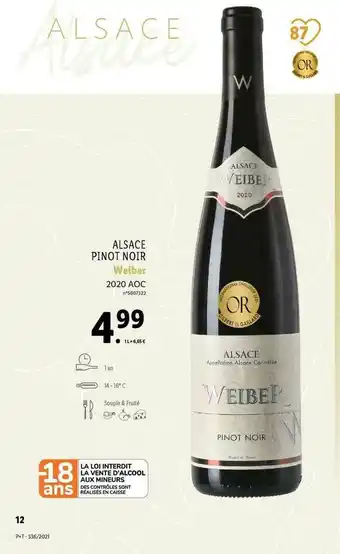 Lidl Alsace Pinot Noir Weiber 2020 Aoc offre