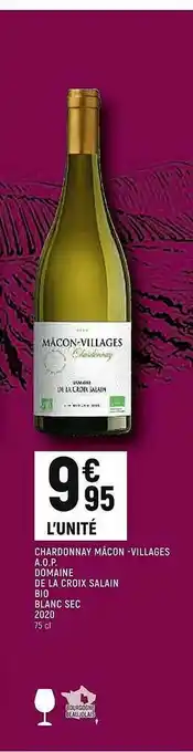 Chardonnay Mâcon-villages A.o.p. Domaine De La Croix Salain Bio Blanc Sec 2020