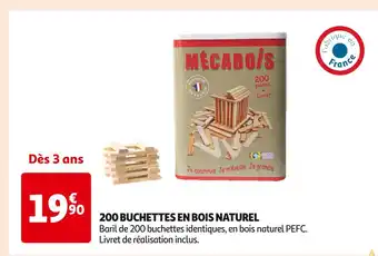 Auchan Supermarché Mécabois 200 buchettes en bois naturel offre