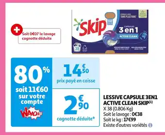 Auchan Supermarché Skip lessive capsule 3en1 active clean (1) offre