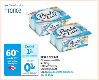 Auchan Supermarché Yoplait perle de lait offre