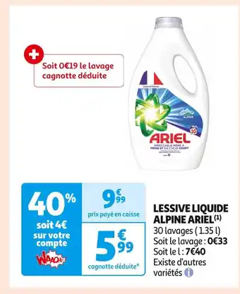 Auchan Supermarché Ariel lessive liquide alpine (1) offre