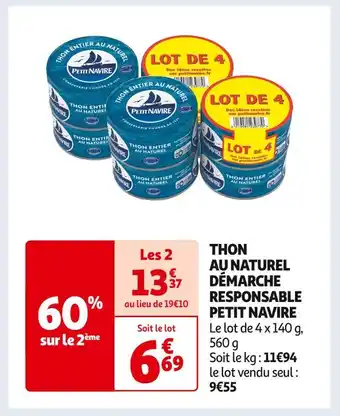 Auchan Supermarché Petit navire thon au naturel démarche responsable offre