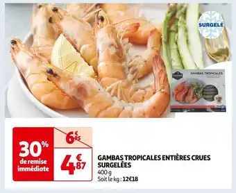 Gambas tropicales entières crues surgelées