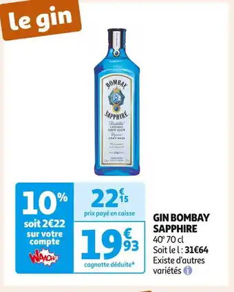 Auchan Supermarché Bombay sapphire gin offre