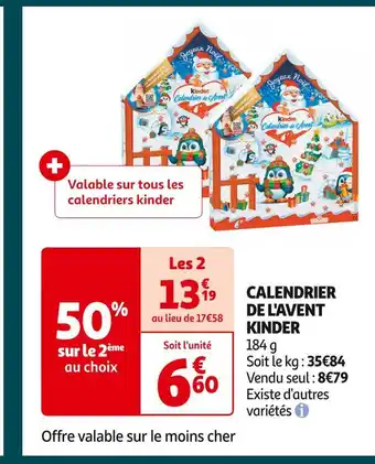 Auchan Supermarché Kinder calendrier de l'avent offre