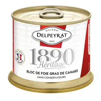 Auchan Bloc de foie gras de canard origine france boîte delpeyrat 1890 offre